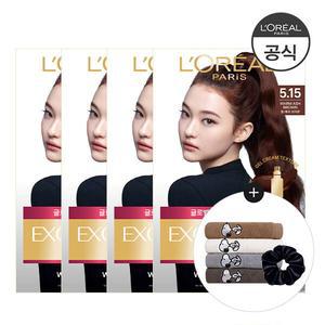 엑셀랑스 크림 염색약 4개 세트 (증)스누피 타올(색상 랜덤1개)+스크런치(랜