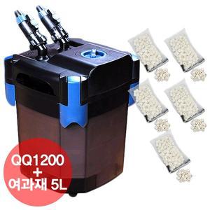 [기타]QQ아쿠아 외부여과기 QQ1200 BC1200 + 여과재 5리터 풀세트