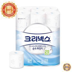 40m 4517462 2겹 팝업 로션 크리넥스 콧물휴지 슬림 곽휴지 먼지안나는 순수화장지 24롤