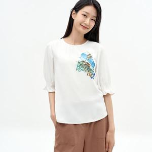 [하프클럽/지센]프린트 포인트 블라우스 LCWSN425_WH