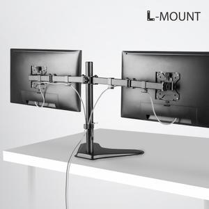 엘마운트 벽 밀착 3단 폴 듀얼 모니터암 스탠드 거치대 APL-T024
