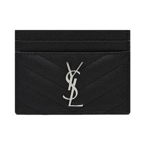 25SS 생로랑 YSL 은장 모노그램 카드지갑 블랙 423291 BOW02 1000