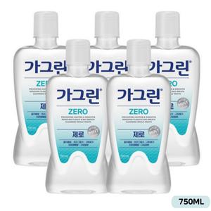 가그린 제로 구강청결제 750ml, 5개