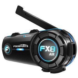 FODSPORTS FX8 AIR 모터사이클 블루투스 헤드셋, 3가지 사운드 효과가 있는 1000만 대의 통신 시스템, CVC 노이즈 캔슬링이 가능한 핸즈프리 헬멧 인터콤, IP65 방수, FM 라디오, 1팩