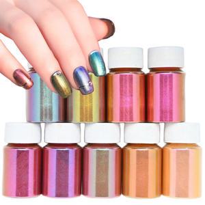 10g 미러 카멜레온 네일 파우더 9 색 수지 안료 반짝이 먼지 대량 매직 변색 된 진주 빛 DIY 네일 글리터 -DH2