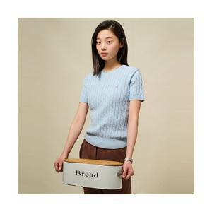 빈폴 BEANPOLE LADIES 빈폴솔솔니트 케이블 라운드넥 반소매 풀오버 스카이블루 BF5251E01Q 313708