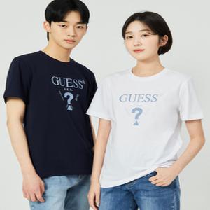 [게스]유니 레귤러핏 데님라이크 로고 반팔티 NP2KE405