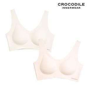 [크로커다일] 감탄브라 소프트 쿨인견 쉘론 패드일체형 V넥 브라2종 오트밀