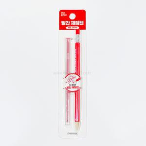일정문구 빨간 채점펜 리필 세트 노크식 색연필 2.6mm 리필심