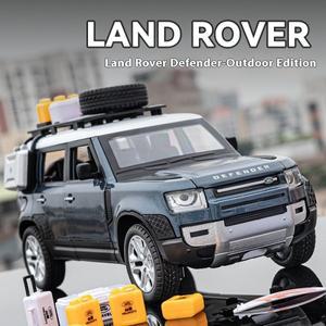 1:24 랜드로버 디펜더 SUV 오프로드 차량 합금 다이캐스트 사운드 및 자동차 모델 컬렉션 장식품 장난감 어