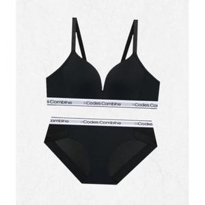 CODES COMBINE INNERWEAR 톤온톤 컬러밴딩 노와이어 브라팬티세트_블랙 CCWRPB52BK 2376708