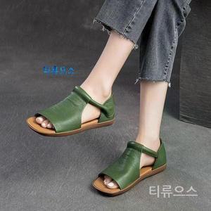 수제 천연 소가죽 샌들 천연소가죽 벨로크 펀칭 쿠션 여름 예쁜 여성 고급스러운 웨어