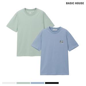 [ 2PACK] 베이직하우스 고밀도 무지+그래픽 반팔티셔츠