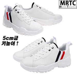 [마리오탈라리코]오버솔 직조자수 통굽 키높이스니커즈 5cm굽 남성단화