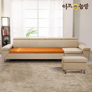 [사각바디필로우증정]이조농방 틸렌트 천연가죽 확장형황토볼 흙소파 4.5인용(스툴포함)