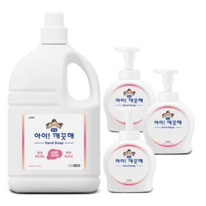 아이깨끗해 리필 대용량 핸드워시 4L + 펌프용기 490ml 3개
