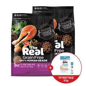 더리얼 캣 그레인프리 크런치 연어 어덜트 3.2kg + 크리미 대구 닭가슴살 50g