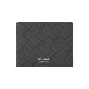 [FERRAGAMO] 25SS 로고 프린트 반지갑 블랙 66-1550 0780328
