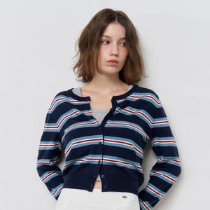 WOMAN 멀티 스트라이프 크루넥 가디건 [NAVY] / WBE1L04504