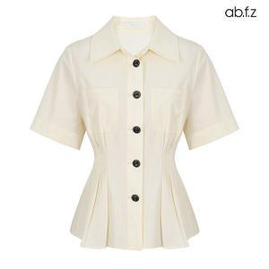 [정품] 에이비플러스 핀턱 디테일 카라 반팔 블라우스 (AFX2QB37A)597142