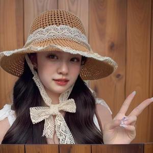 [기타]여성 여름 레이스 밀짚 썬햇 사파리 스타일 모자