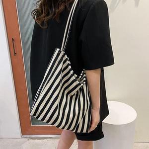 [라일리] Rly 루아 스트라이프 에코백 캔버스 백 블랙  10399999)