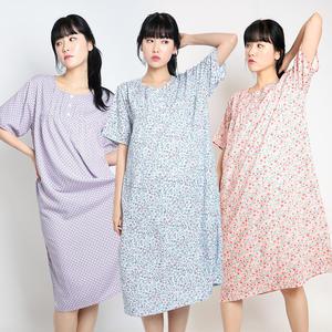 온시크릿 레이온 오픈턱 반소매 원피스 잠옷 E5 여성용