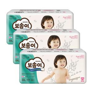 보솜이 리얼코튼 오가니크 팬티 기저귀 여아 점보형 32매 3팩
