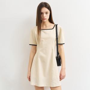 WOMAN 리넨 블렌드 퍼프 미니 원피스 [BEIGE] / WBE2L15511