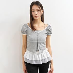 WOMAN 레이스 저지 블라우스 세트 [MELANGE GREY] / WBE2L01546