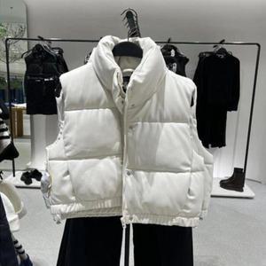 따뜻한 겨울용 여성 숏패딩 조끼 스탠드카라 점퍼
