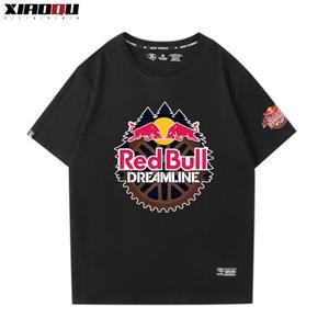 Red Bull Rampage 남성용 및 여성용 사이클링 매니아 프린트 프린팅 티셔츠 내리막 여름 코튼 반팔 남성 의