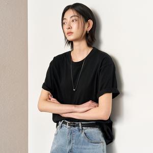UNISEX 데일리 코튼 반팔티 [BLACK] / SBE2U01007-WOMAN