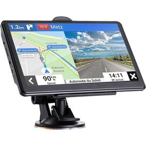 차량용 GPS 내비게이션 7인치 USA 에디션 2025(평생 무료 업데이트) 턴 바이 음성 및 차선 안내, 속도 적색등 경고