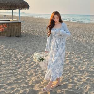 [제작/빅사이즈]이블렛 로즈네 플라워 스모크 뷔스티에 롱원피스 제이스타일