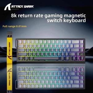 어택 샤크 X68HE 마그네틱 축 기계식 키보드, 8K 리턴, 빠른 응답, 128K 스캔 속도, 0.01mm 정확도, 지지대