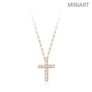 14K GOLD 미니 십자가 금 목걸이 42cm