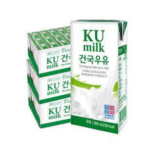 건국우유 멸균우유 1등급원유 200ml x 72팩