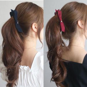 핸드메이드 고급 리본 바나나핀 슬림 일자 리본핀 바나나 삔 단정한 집게 머리핀