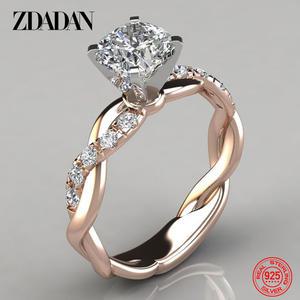 패션 데일리 커플 우정 레이어드 링 반지 ZDADAN 여성용 925 스털링 실버 AAA 화이트 큐빅 지르콘 웨딩 쥬