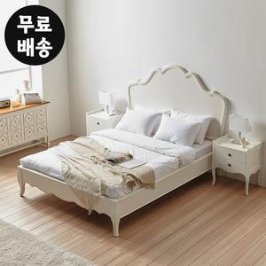 [벤티스가구]오딜 엔틱 원목 침대프레임 안방 부부 고급 클래식 예쁜(퀸사이즈/아이보리)
