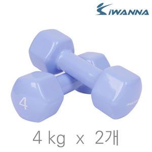 아이워너 PVC 뷰티 육각 덤벨 4kg 2개 세트 미용 아령
