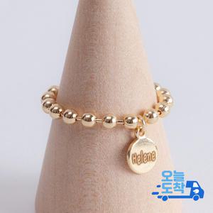 14K 이니셜 코인 볼 체인 금 반지