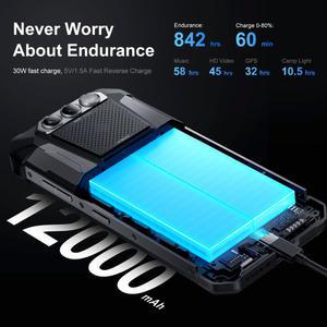 FOSSiBOT F106 PRO 러기드 스마트폰, 15GB + 256GB MTK G85, 안드로이드 14 12000mAh 휴대폰, 6.58 인치 FHD + 30W, 월드 프리미어