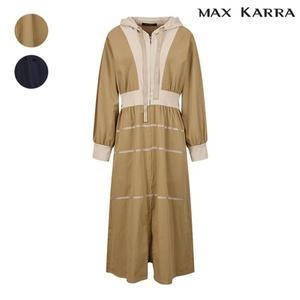 [막스카라]코듀로이 배색 후드 집업 롱 원피스 M33QWO310ME_P373985902