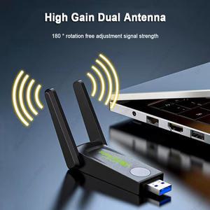 안드로이드 오토 동글 1300Mbps 무선 WiFi 어댑터 인터넷 네트워크 카드 USB3 Wifi PC 노트북 듀얼 밴드 4G 8GHz 안테나 포함
