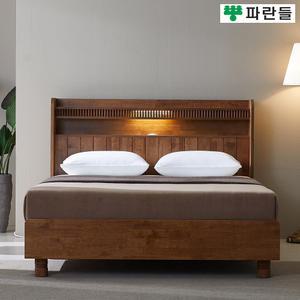 파란들가구 LED곡선헤드 고무나무원목 SS/Q/K/LK 침대프레임