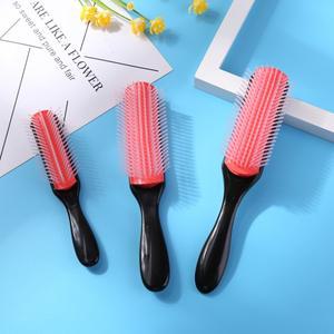 9줄 Detangling-헤어 브러시 덴만 디탱글러 헤어 두피 마사지기 스트레이트 곱슬 젖은 이동식 DIY