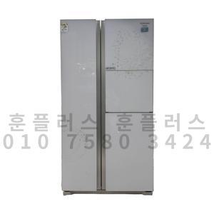 중고 냉장고 삼성 화이트 삼각형무늬 홈바형 양문냉장고 727L