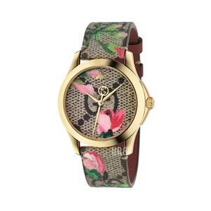 구찌 YA1264038 G타임리스 여성 가죽 쿼츠 38mm